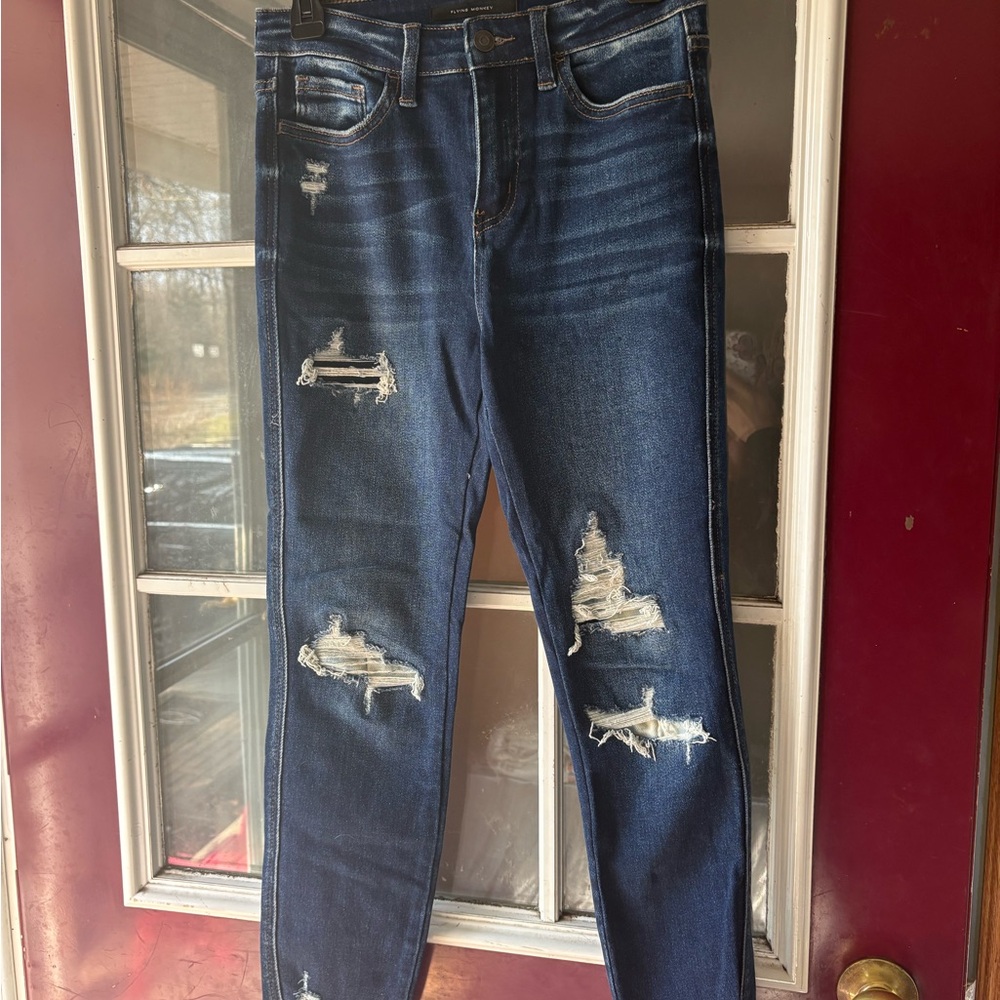 Distressed Blue Jeans